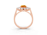 Rose gold Pear Cut Citrine Floral Double Halo Engagement Ring with Prong Setting_63