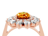 Rose gold Pear Cut Citrine Floral Double Halo Engagement Ring with Prong Setting_64