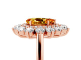 Rose gold Pear Cut Citrine Floral Double Halo Engagement Ring with Prong Setting_65