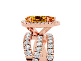 Rose gold Pear Cut Citrine Halo Ring with Round Split Shank and Prong Setting_53