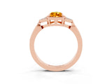 Rose gold Pear Cut Citrine Halo Ring with Tapered Band and Four-Prong Setting_3