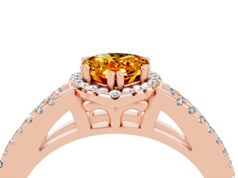Rose gold Pear Cut Citrine Halo Split Shank Engagement Ring_16