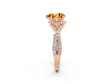 Rose gold Pear Cut Citrine  Halo Twist Band Solitaire Prong Setting Ring_26