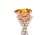 Rose gold Pear Cut Citrine  Halo Twist Band Solitaire Prong Setting Ring_47