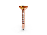 Rose gold Pear Cut Citrine Milgrain Pavé Engagement Ring with Four-Prong Setting_2