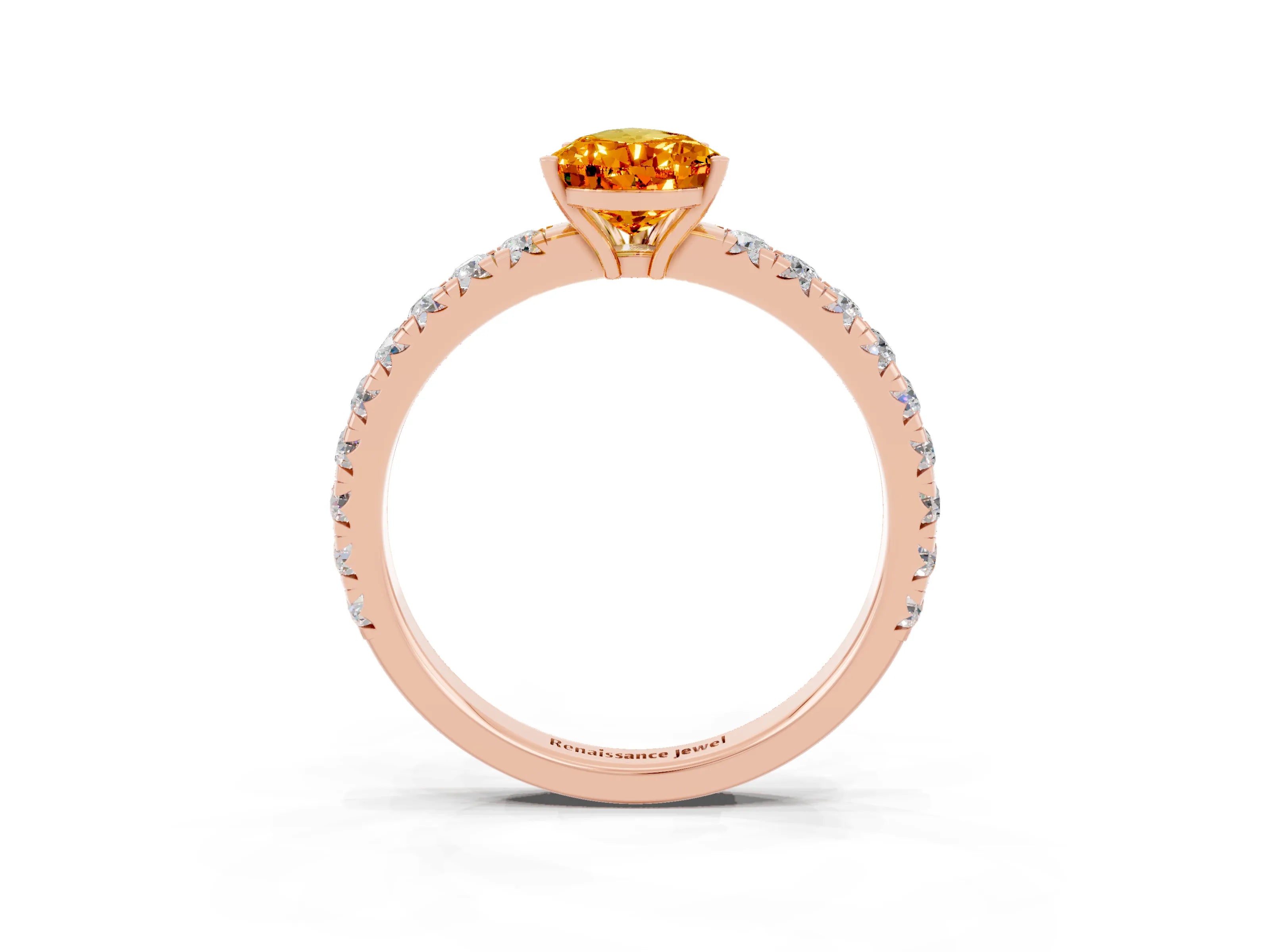 Rose gold Pear Cut Citrine Pavé Solitaire Engagement Ring with Four-Prong Setting_15