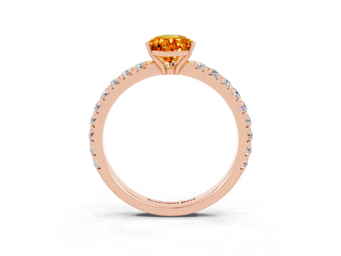 Rose gold Pear Cut Citrine Pavé Solitaire Engagement Ring with Four-Prong Setting_15