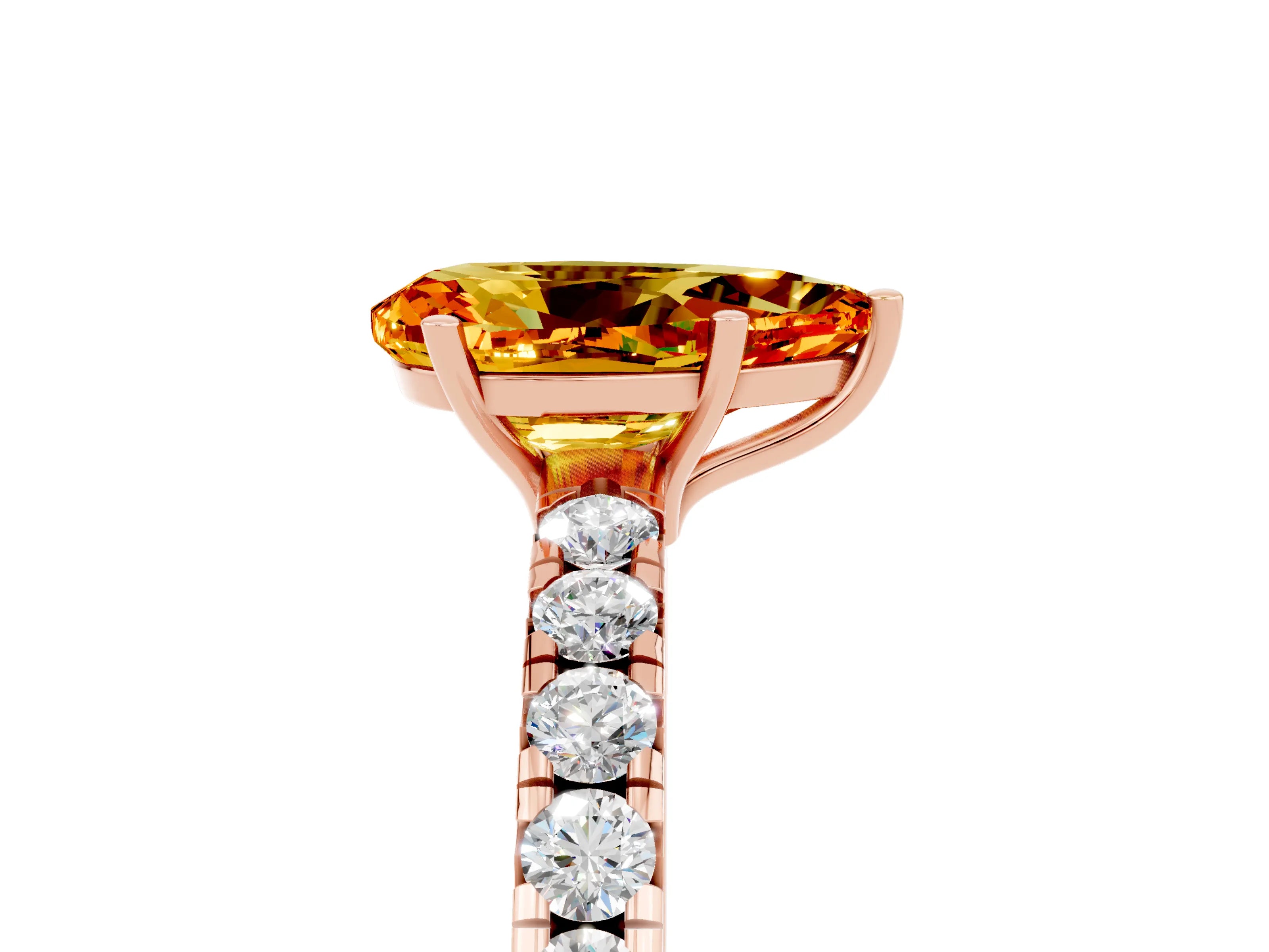 Rose gold Pear Cut Citrine Pavé Solitaire Engagement Ring with Four-Prong Setting_17
