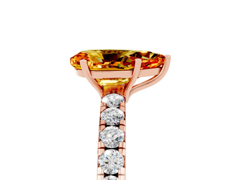 Rose gold Pear Cut Citrine Pavé Solitaire Engagement Ring with Four-Prong Setting_17