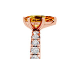 Rose gold Pear Cut Citrine Pavé Solitaire Ring with Round Band and Prong Setting_17