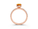 Rose gold Pear Cut Citrine Pave Band Solitaire Ring with Four-Prong Setting_27