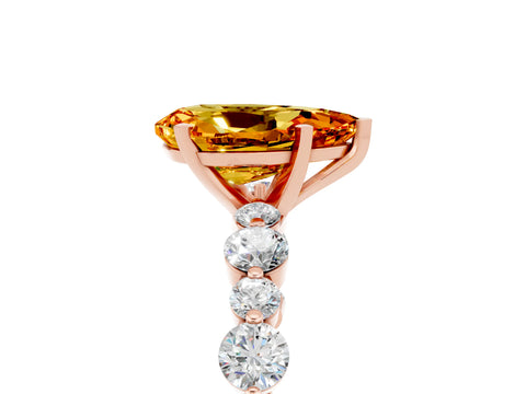 Rose gold Pear Cut Citrine Prong Set Engagement Ring with Pavé Band_5