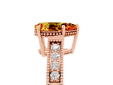 Rose gold Pear Cut Citrine Ring with Milgrain Pavé Band and Four-Prong Setting_17
