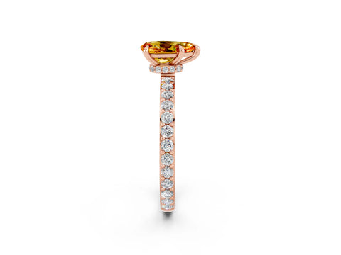 Rose gold Pear Cut Citrine Ring with Pavé Band and Four-Prong Setting_2