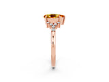 Rose gold Pear Cut Citrine Ring with Side Stones and Four-Prong Setting_38