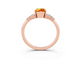 Rose gold Pear Cut Citrine Ring with Side Stones and Four-Prong Setting_39