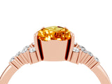 Rose gold Pear Cut Citrine Ring with Side Stones and Four-Prong Setting_40