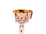 Rose gold Pear Cut Citrine Ring with Side Stones and Four-Prong Setting_41