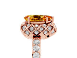 Rose gold Pear Cut Citrine Scalloped Halo Engagement Ring with Round Shared Prong Band_29