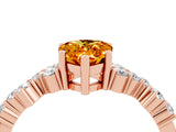 Rose gold Pear Cut Citrine Scattered Round Accent Ring with Prong Setting_16