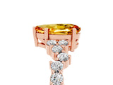 Rose gold Pear Cut Citrine Scattered Round Accent Ring with Prong Setting_17