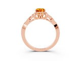 Rose gold Pear Cut Citrine Solitaire Celtic Knot Ring with Four-Prong Setting_15