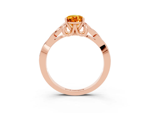 Rose gold Pear Cut Citrine Solitaire Celtic Knot Ring with Four-Prong Setting_15