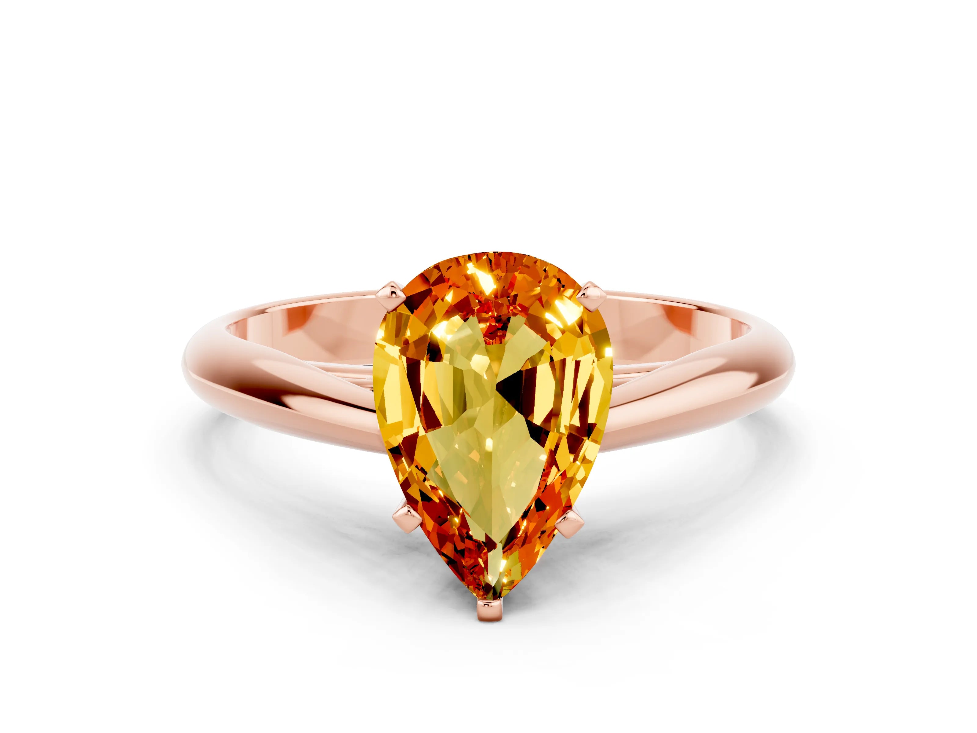 Rose gold Pear Cut Citrine Solitaire Engagement Ring with Cathedral Setting and Four-Prong Mount_12