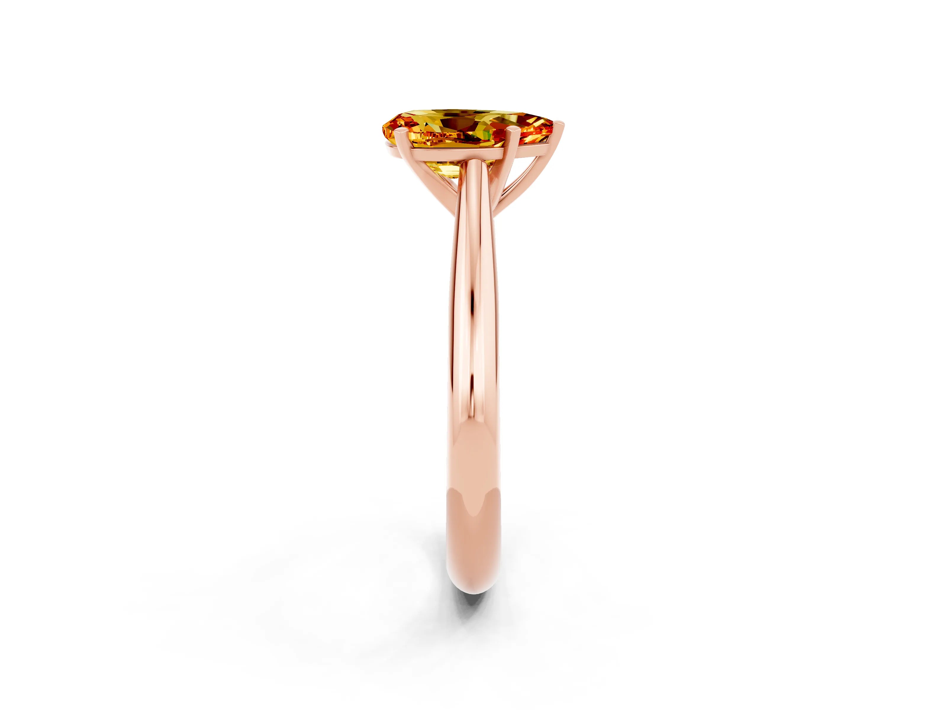 Rose gold Pear Cut Citrine Solitaire Engagement Ring with Cathedral Setting and Four-Prong Mount_14