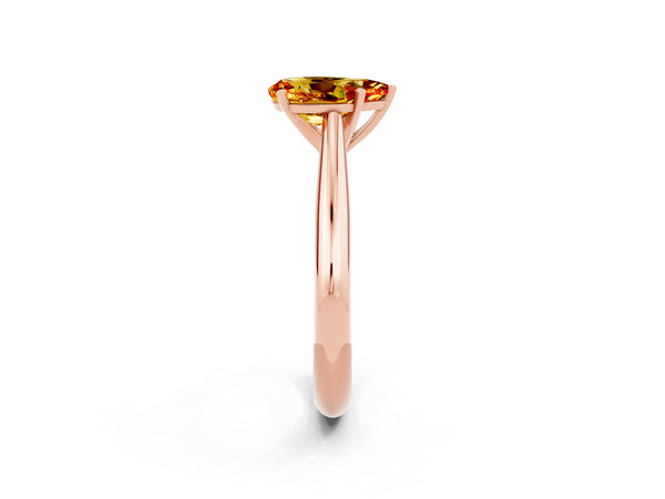 Rose gold Pear Cut Citrine Solitaire Engagement Ring with Cathedral Setting and Four-Prong Mount