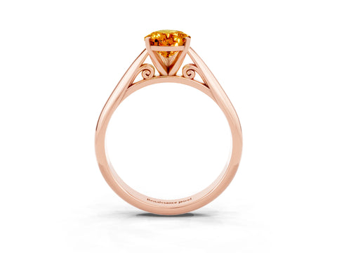 Rose gold Pear Cut Citrine Solitaire Engagement Ring with Cathedral Setting and Four-Prong Mount_15