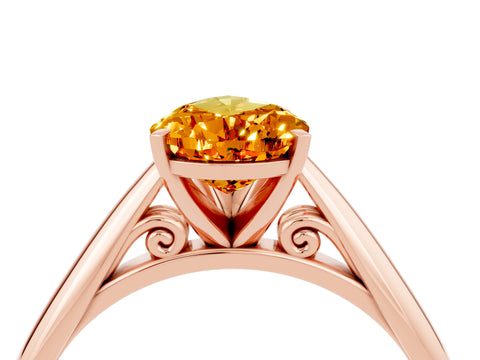 Rose gold Pear Cut Citrine Solitaire Engagement Ring with Cathedral Setting and Four-Prong Mount_16
