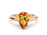 Rose gold Pear Cut Citrine Solitaire Engagement Ring with Cathedral Setting and Four-Prong Mount_18
