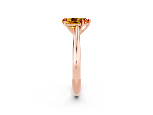 Rose gold Pear Cut Citrine Solitaire Engagement Ring with Cathedral Setting and Four-Prong Mount