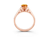 Rose gold Pear Cut Citrine Solitaire Engagement Ring with Cathedral Setting and Four-Prong Mount_21