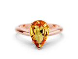 Rose gold Pear Cut Citrine Solitaire Engagement Ring with Cathedral Setting and Four-Prong Mount_24