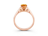 Rose gold Pear Cut Citrine Solitaire Engagement Ring with Cathedral Setting and Four-Prong Mount_27