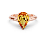 Rose gold Pear Cut Citrine Solitaire Engagement Ring with Cathedral Setting and Four-Prong Mount_84