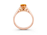 Rose gold Pear Cut Citrine Solitaire Engagement Ring with Cathedral Setting and Four-Prong Mount_87