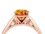 Rose gold Pear Cut Citrine Solitaire Engagement Ring with Cathedral Setting and Four-Prong Mount_88