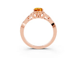 Rose gold Pear Cut Citrine Solitaire Engagement Ring with Celtic Knot Band and Four-Prong Setting_3