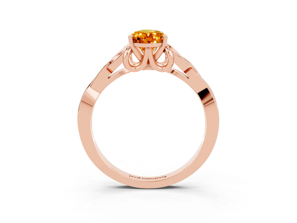 Rose gold Pear Cut Citrine Solitaire Engagement Ring with Celtic Knot Band and Four-Prong Setting