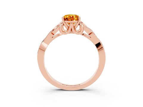 Rose gold Pear Cut Citrine Solitaire Engagement Ring with Celtic Knot Band and Four-Prong Setting_3