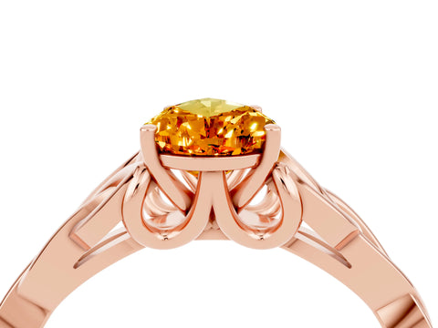 Rose gold Pear Cut Citrine Solitaire Engagement Ring with Celtic Knot Band and Four-Prong Setting_4