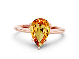 Rose gold Pear Cut Citrine Solitaire Engagement Ring with Classic Band and Four-Prong Setting_24