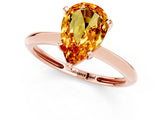 Rose gold Pear Cut Citrine Solitaire Engagement Ring with Classic Band and Four-Prong Setting_25