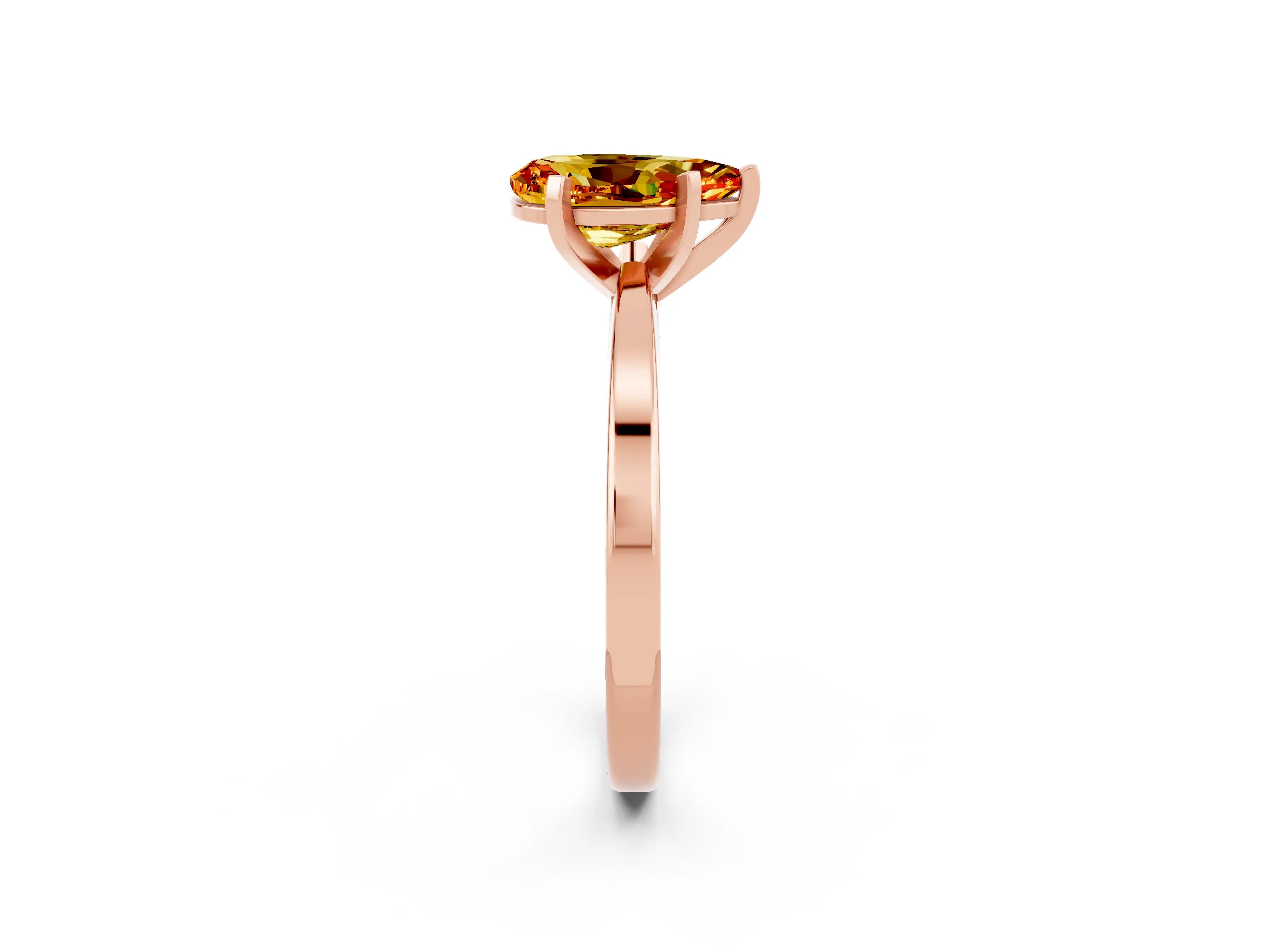 Rose gold Pear Cut Citrine Solitaire Engagement Ring with Classic Band and Four-Prong Setting_26