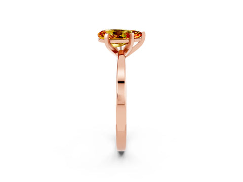 Rose gold Pear Cut Citrine Solitaire Engagement Ring with Classic Band and Four-Prong Setting_26