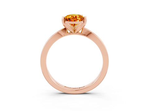 Rose gold Pear Cut Citrine Solitaire Engagement Ring with Classic Band and Four-Prong Setting_27