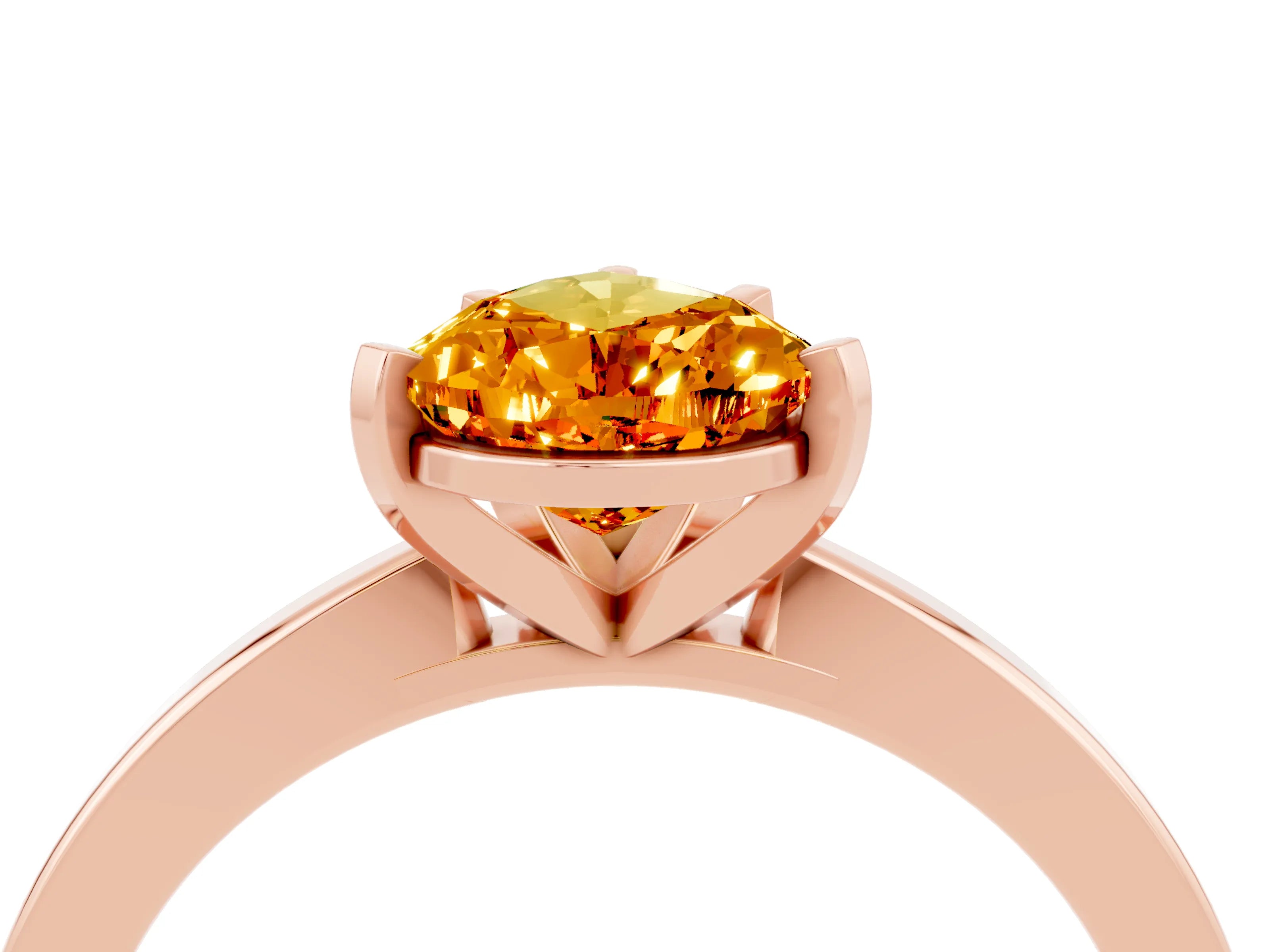 Rose gold Pear Cut Citrine Solitaire Engagement Ring with Classic Band and Four-Prong Setting_28